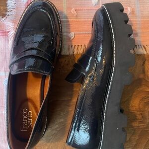 Franco Sarto Black Patent Leather Loafers